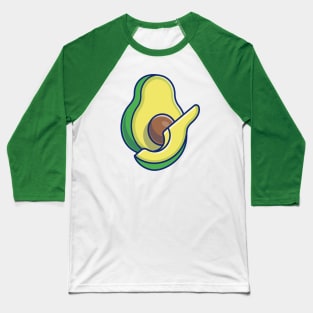 Floating Avocado Slice Cartoon Baseball T-Shirt